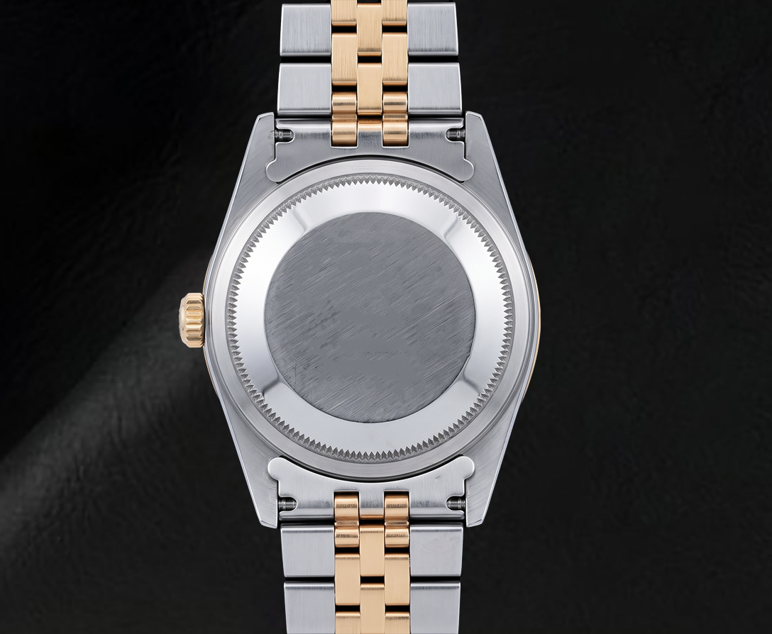 Rolex 16013 Datejust 36 mm Bicolor-Uhr Blaues arabisch-indisches Diamantzifferblatt
