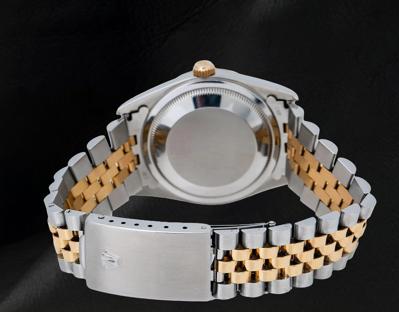 Rolex 16013 Datejust 36 mm Bicolor-Uhr Blaues arabisch-indisches Diamantzifferblatt