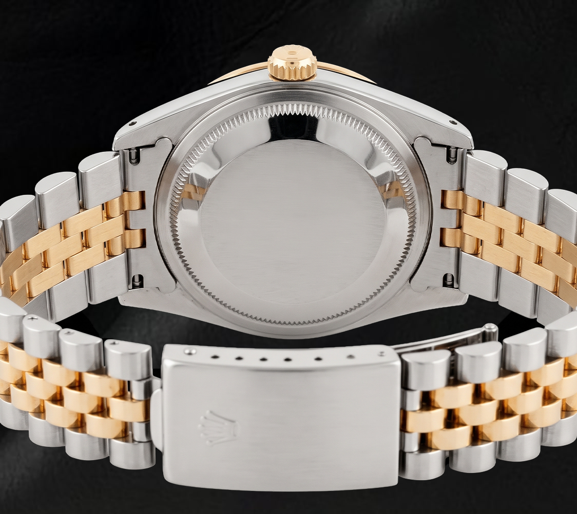 Rolex 16013 Datejust 36 mm Bicolor-Armbanduhr mit elfenbeinfarbenem Zifferblatt und römischen Ziffern