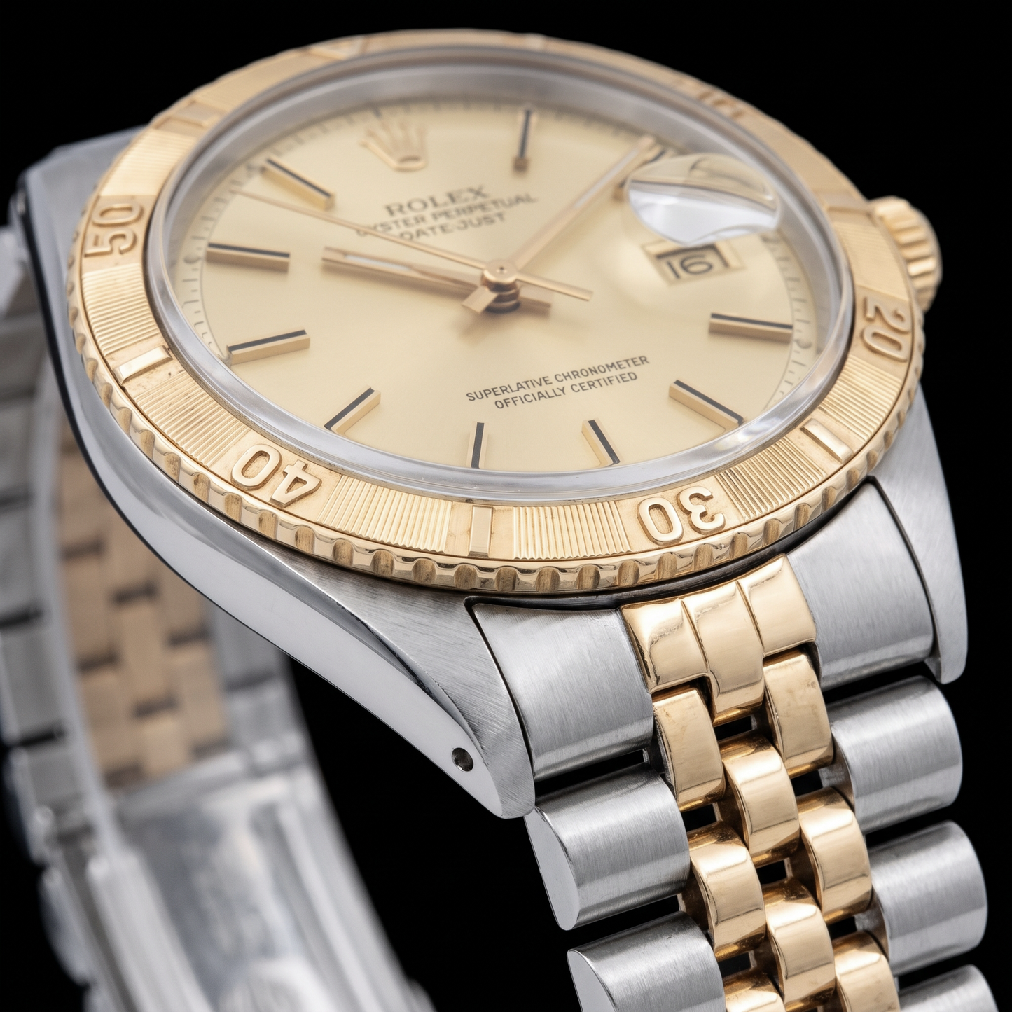 Rolex 16013 Datejust Champagner-Zifferblatt Turn-O-Graph-Lünette 36 mm Bicolor Uhr