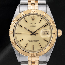 Rolex 16013 Datejust Champagner-Zifferblatt Turn-O-Graph-Lünette 36 mm Bicolor Uhr