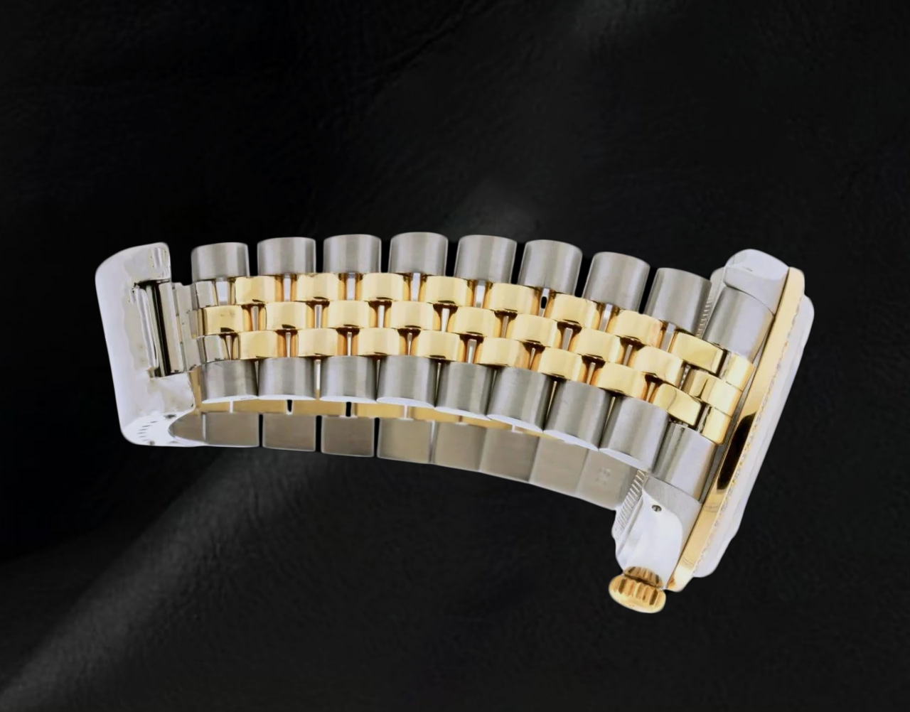 Rolex 16013 Datejust 36 mm Uhr mit rosa Wellenmuster-Diamantzifferblatt, arabischen Ziffern und Diamantlünette