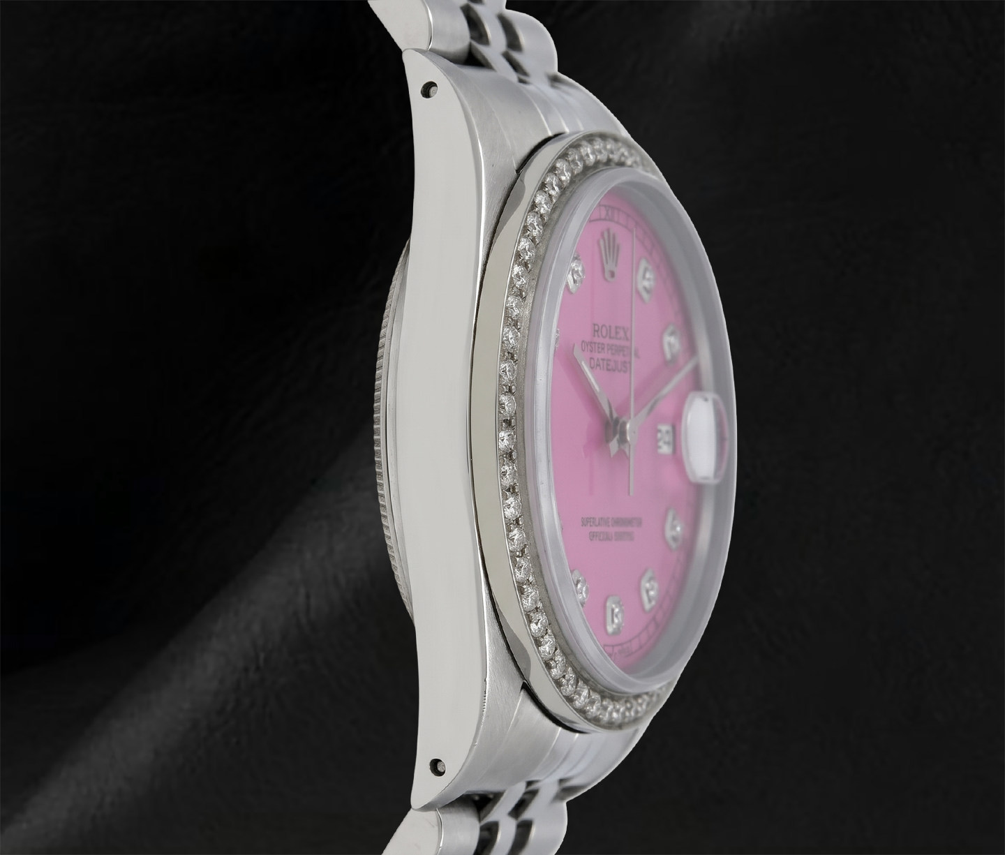 Rolex 16014 Datejust 36 mm Edelstahluhr mit rosa Diamantzifferblatt