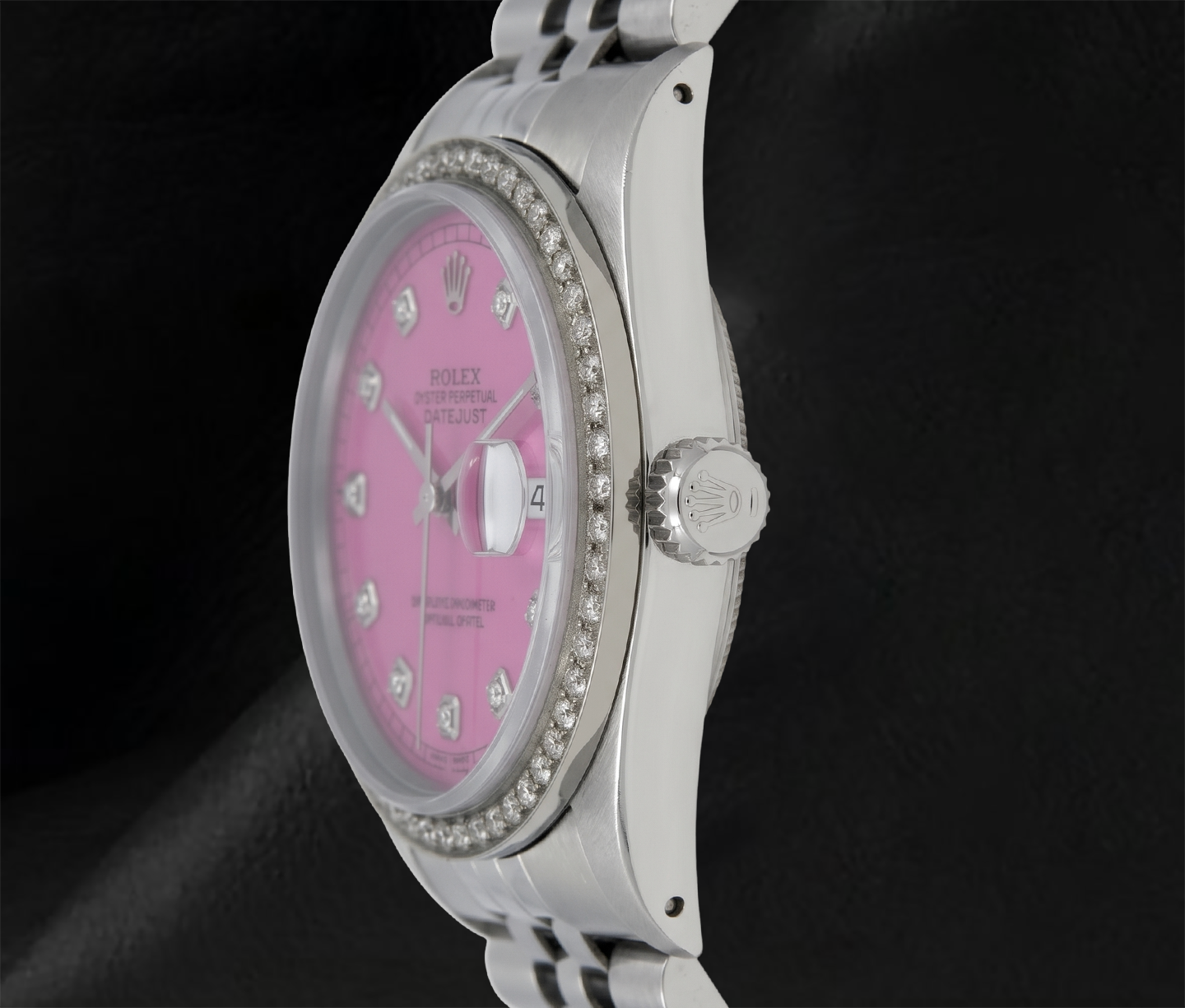 Rolex 16014 Datejust 36 mm Edelstahluhr mit rosa Diamantzifferblatt