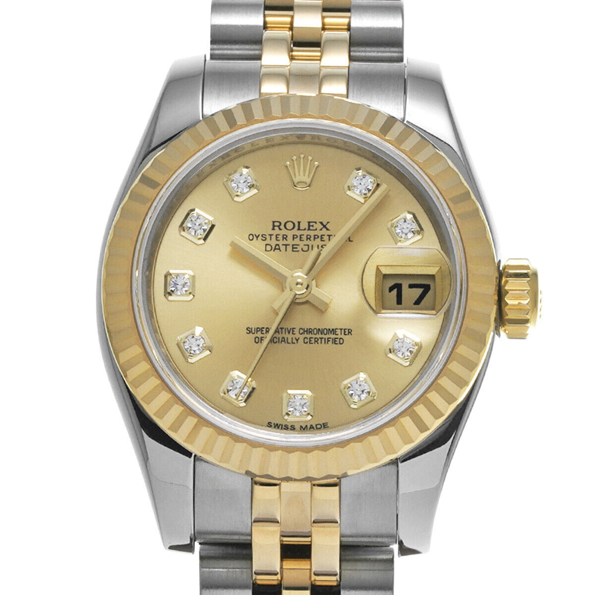 Rolex 179173 Datejust 26 mm Champagner Diamant Zifferblatt Jahr 2014 Zweifarbige Uhr