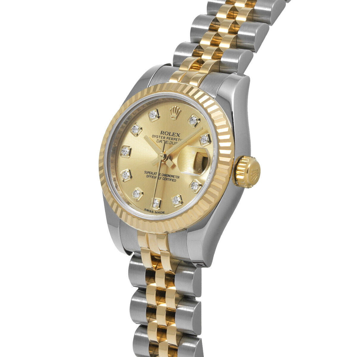 Rolex 179173 Datejust 26 mm Champagner Diamant Zifferblatt Jahr 2014 Zweifarbige Uhr
