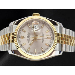 Herren Sterling Silver Two Tone Gold Rolex mit Edelstein – Karat