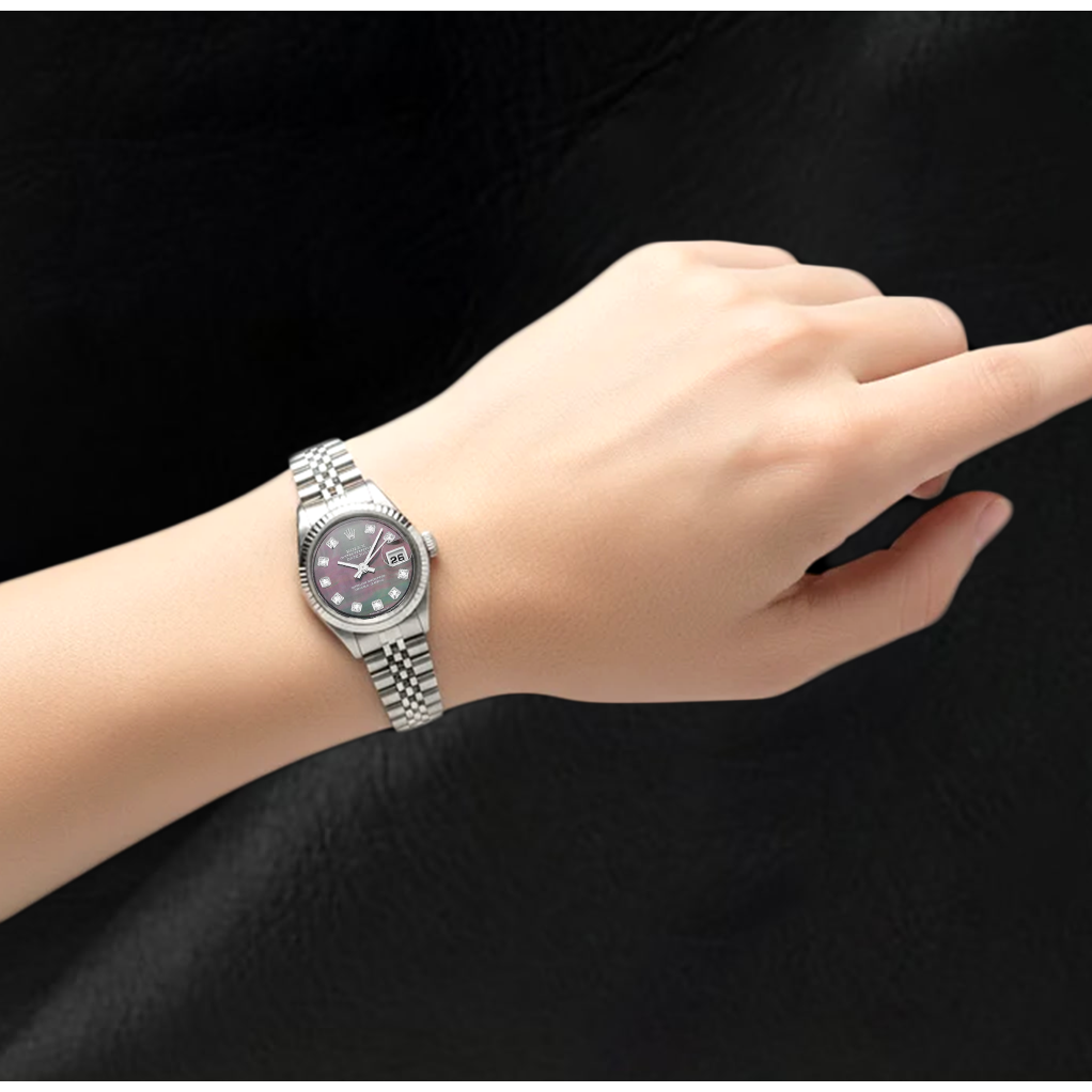 Rolex Datejust 26 mm Jahr 2002 Uhr mit Perlmutt-Diamantzifferblatt