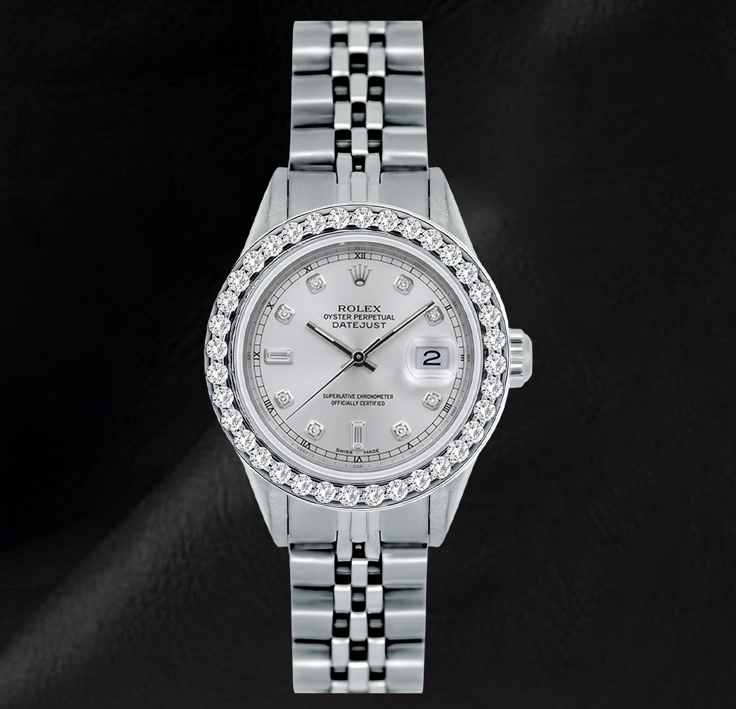 Rolex 26 mm Datejust 6916 Uhr aus Edelstahl mit weißem Perlmutt-Diamantzifferblatt