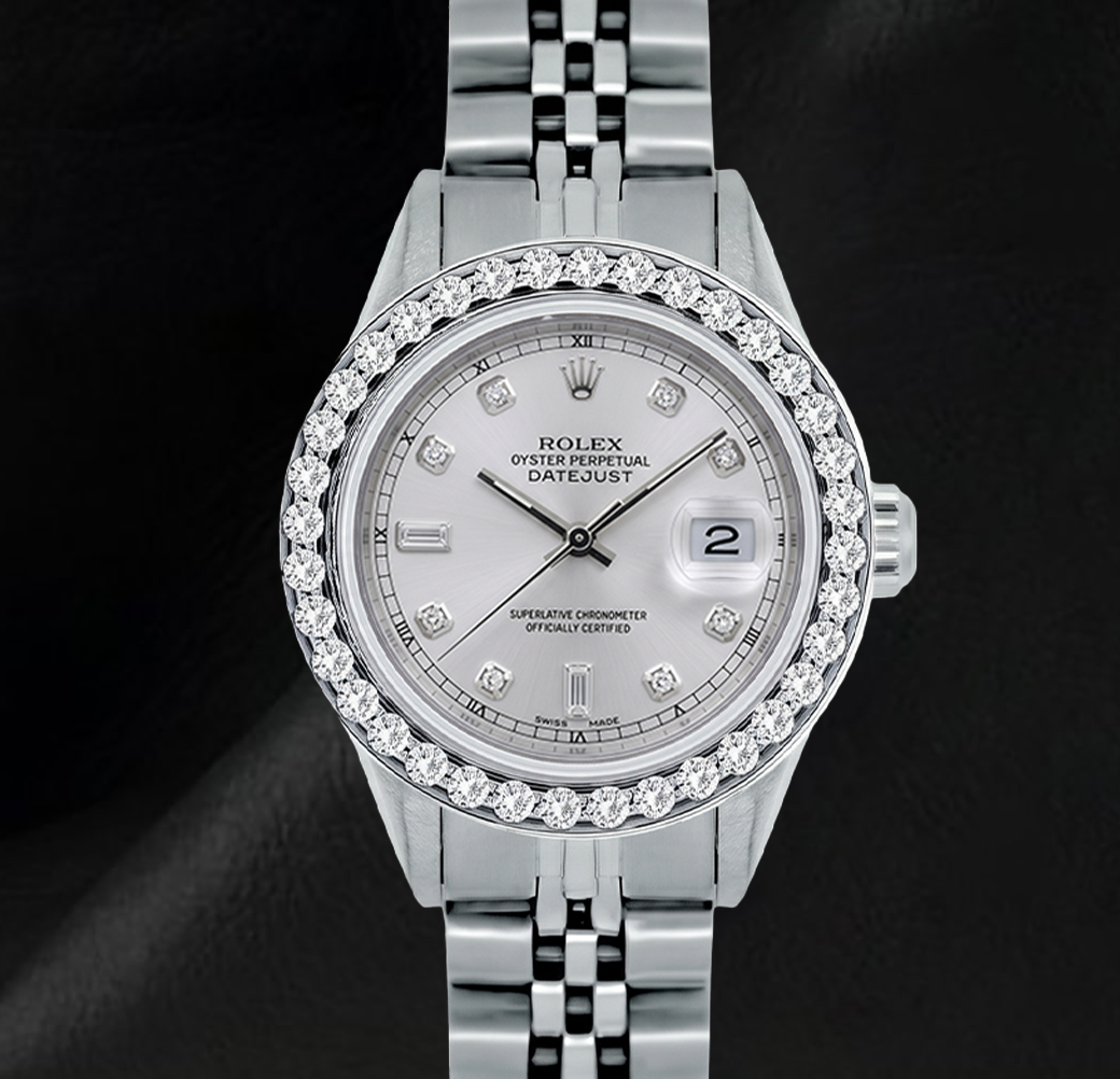 Rolex 26 mm Datejust 6916 Uhr aus Edelstahl mit weißem Perlmutt-Diamantzifferblatt