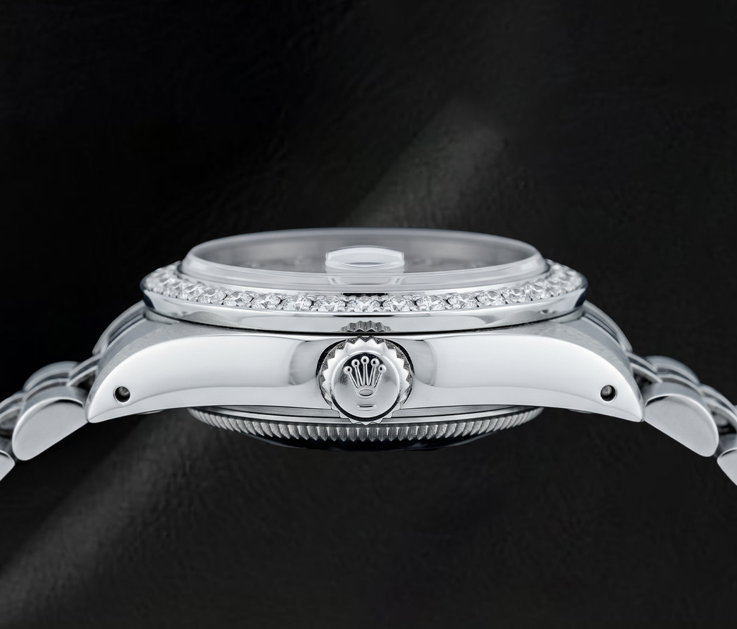 Rolex 26 mm Datejust 6916 Uhr aus Edelstahl mit weißem Perlmutt-Diamantzifferblatt