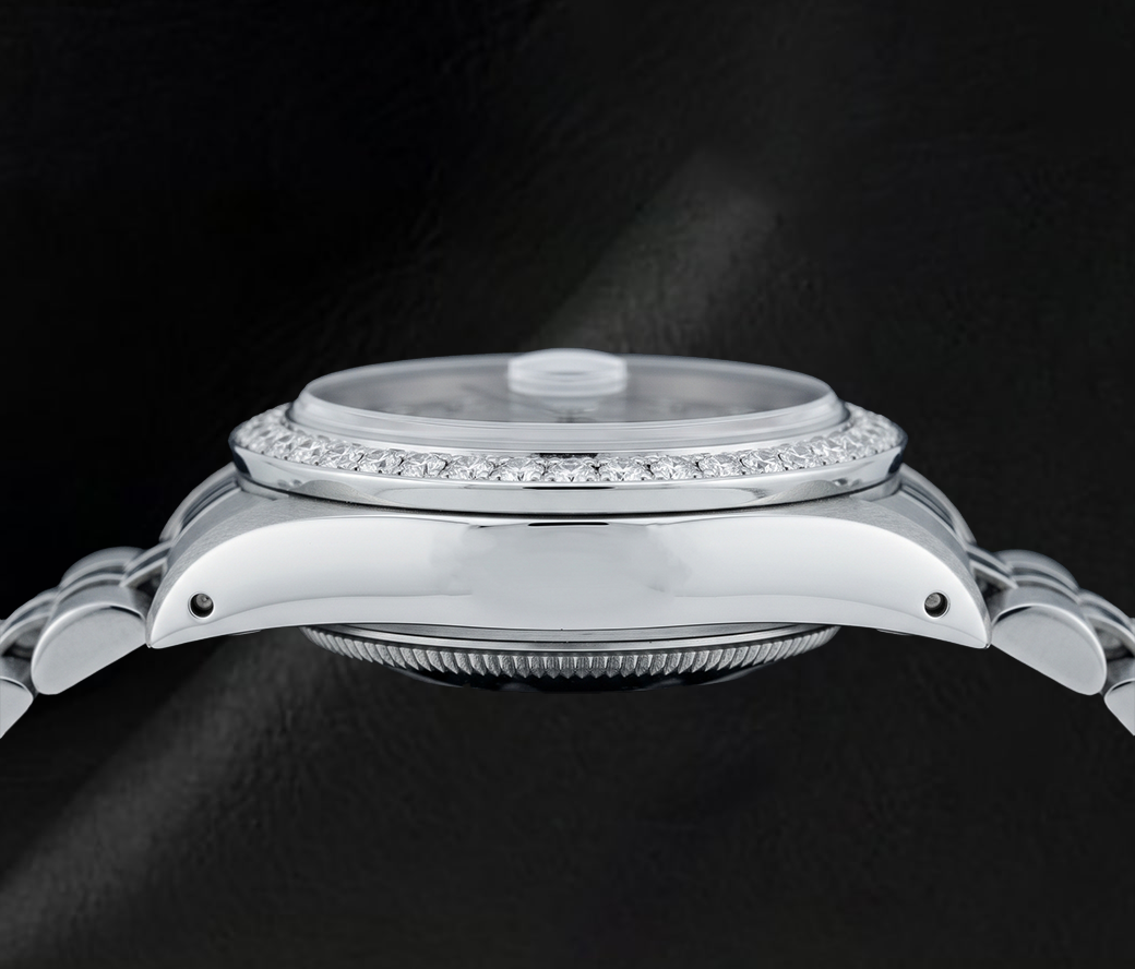 Rolex 26 mm Datejust 6916 Uhr aus Edelstahl mit weißem Perlmutt-Diamantzifferblatt