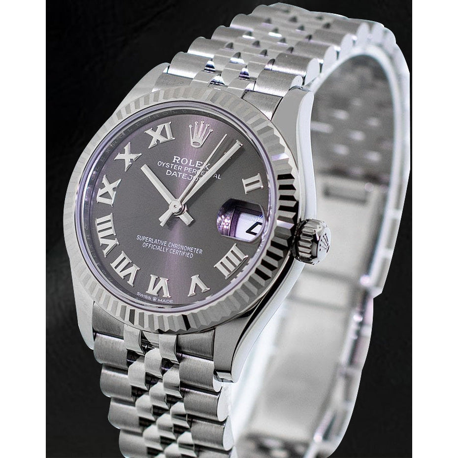 Rolex 278274 Date-just 31 mm Uhr mit dunkelrhodiniertem römischem Zifferblatt