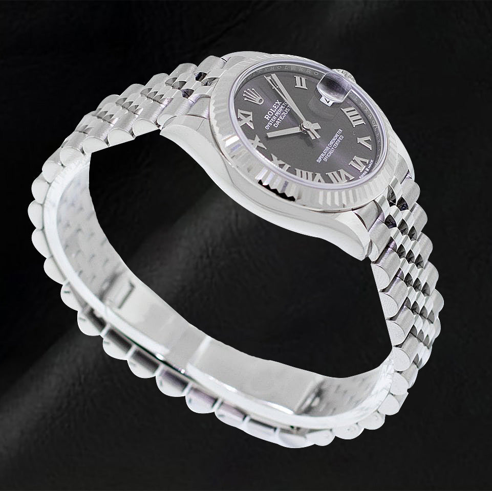 Rolex 278274 Date-just 31 mm Uhr mit dunkelrhodiniertem römischem Zifferblatt