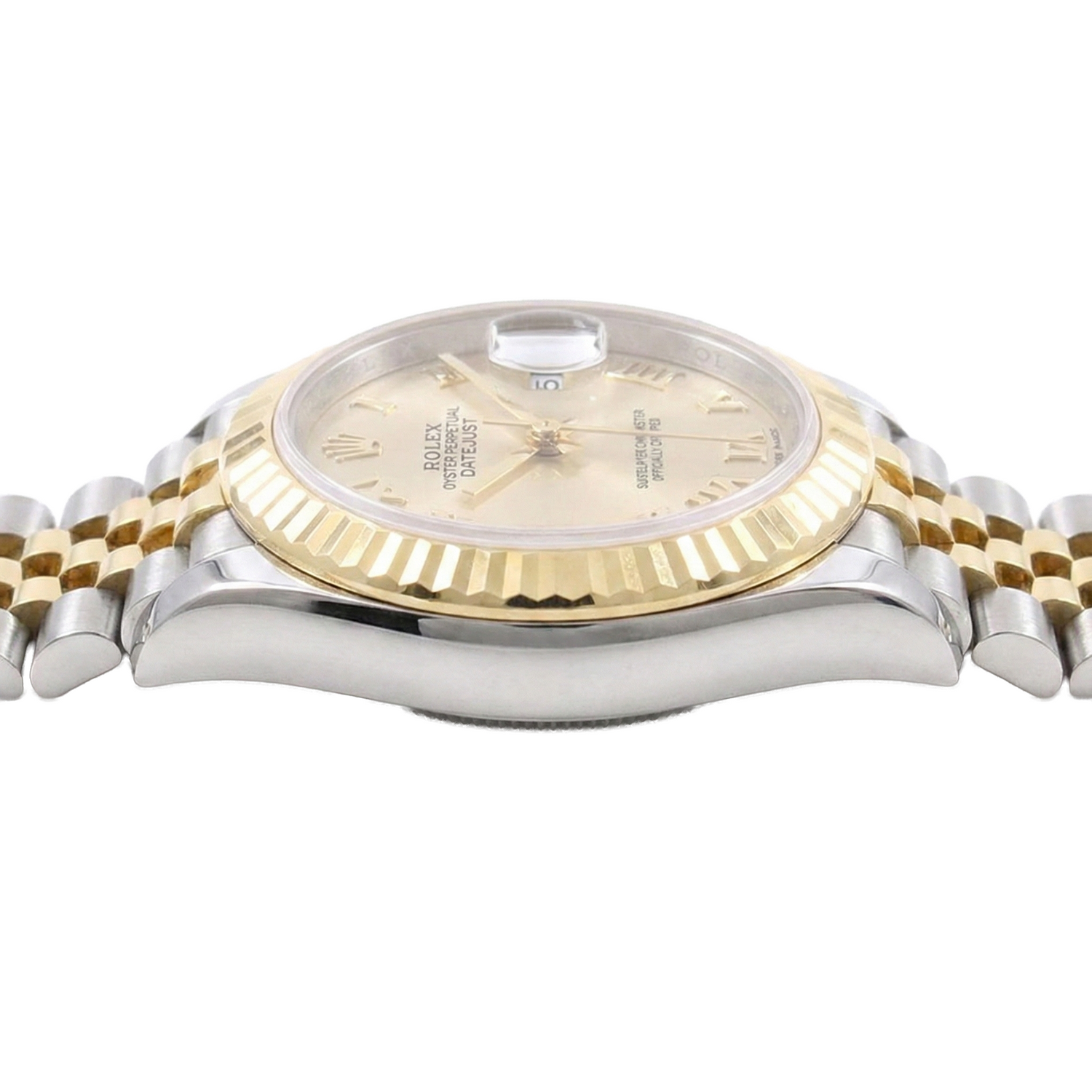 Authentischer Schmuckstein Rolex Karat Two Tone – Schrägansicht