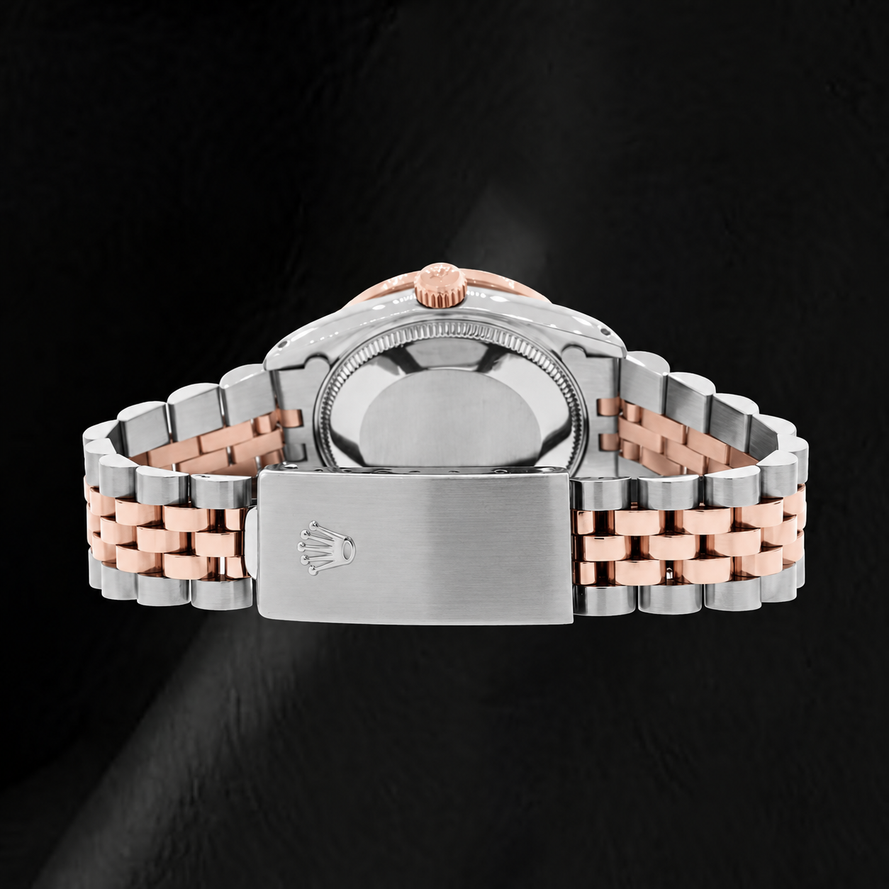 Rolex 31 mm Bicolor-Uhr mit rosa Perlmutt-Diamantzifferblatt