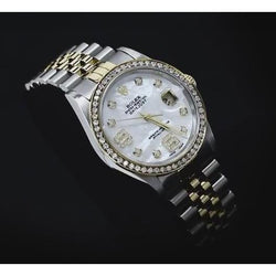 Rolex 34 mm Datumsuhr mit Diamantlünette, bedeckt mit 2 Karat. Benutzerdefinierte Diamant-Edelstahl