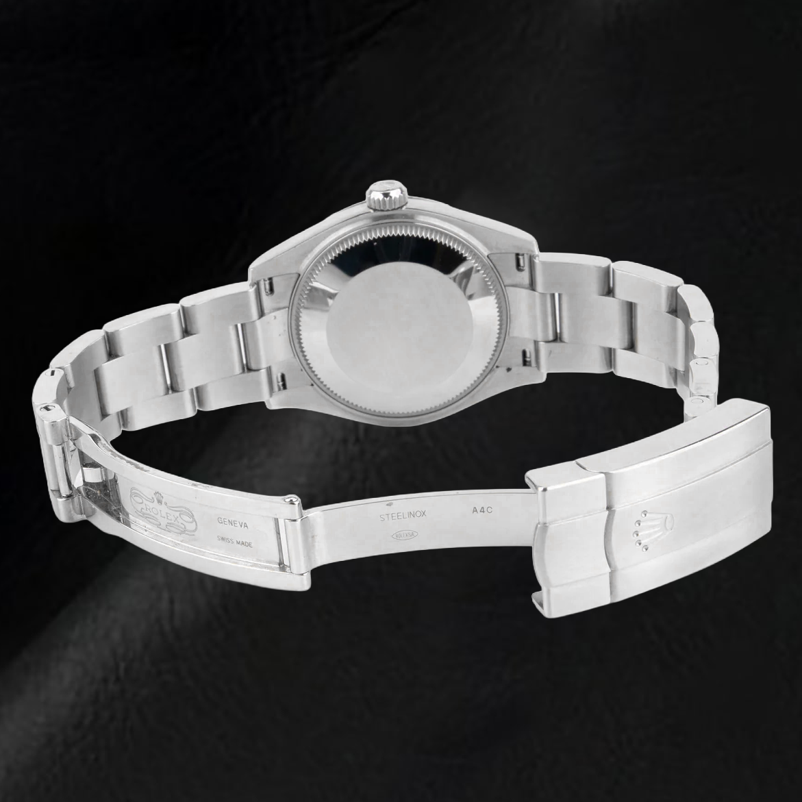 Rolex 36 mm Uhr aus Edelstahl mit lavendelfarbenem Zifferblatt und Leuchtzeigern