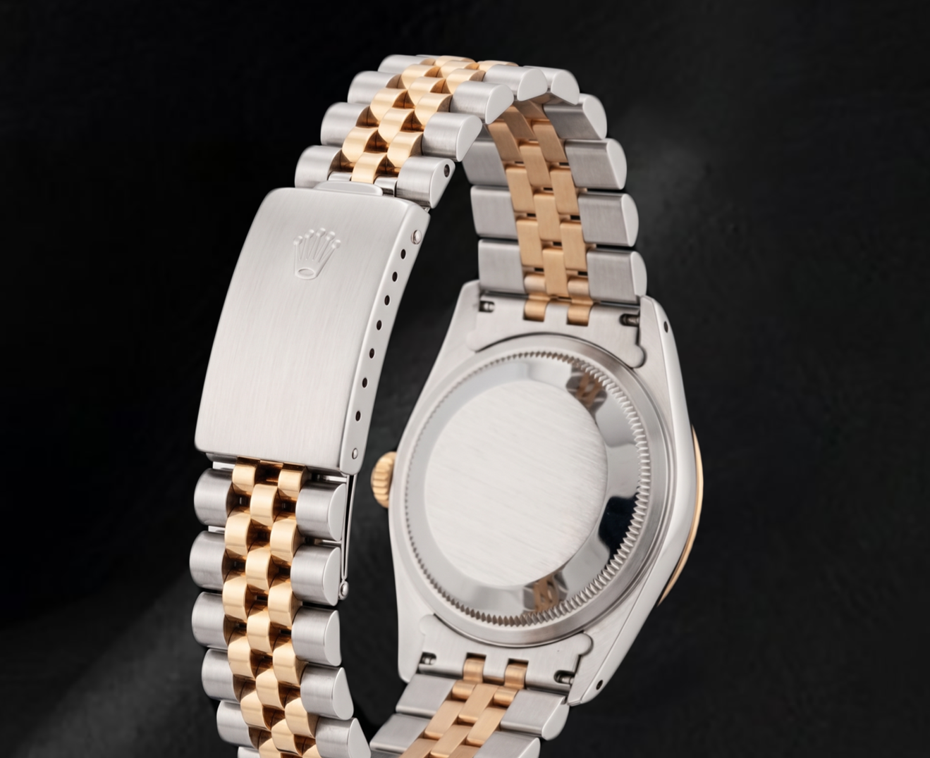 Rolex 36 mm Datejust 16013 Bicolor Uhr mit rosa floralem Diamantzifferblatt