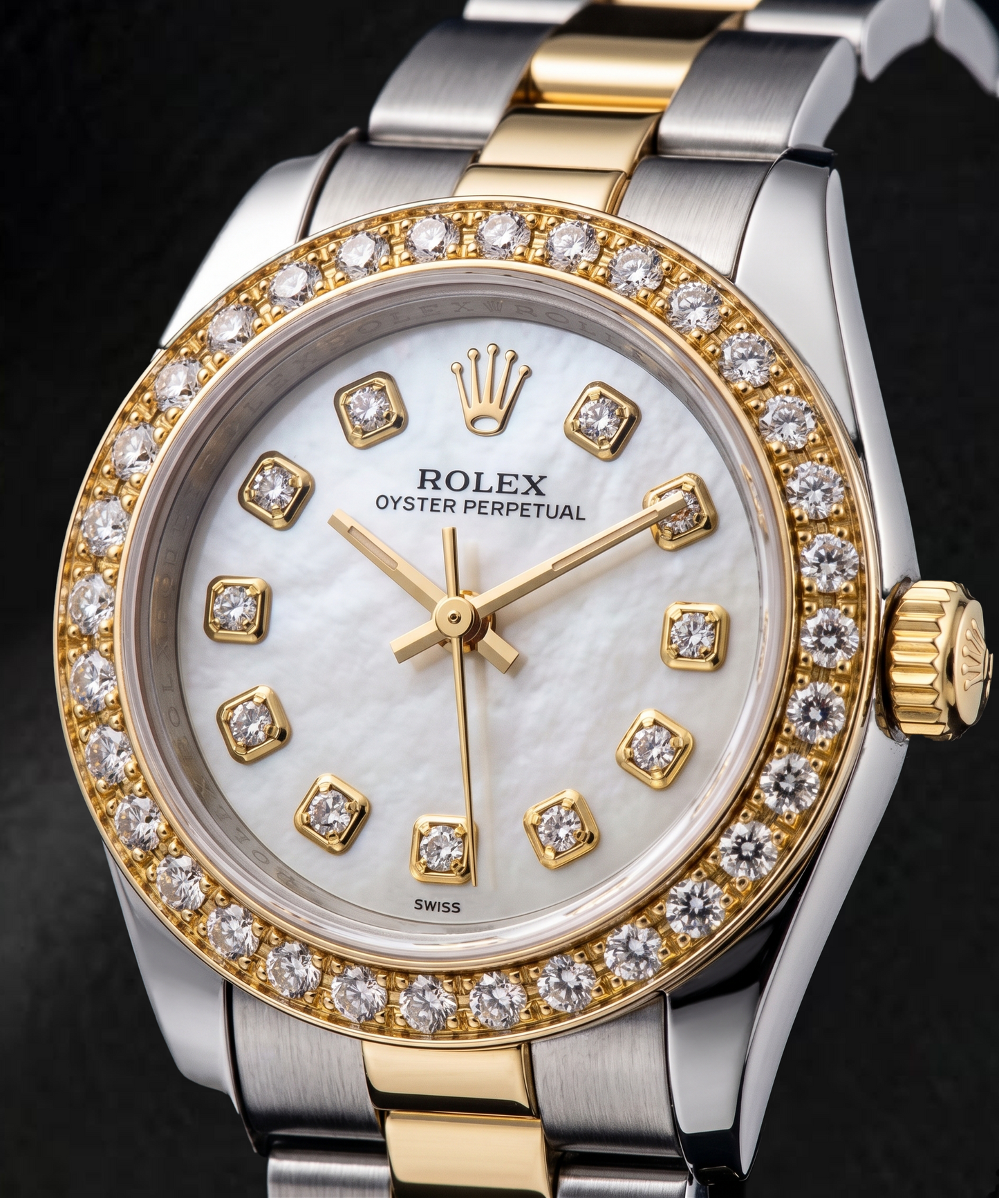 Rolex 6719 26 mm Bicolor-Armband Perlmutt-Diamantzifferblatt Damenuhr