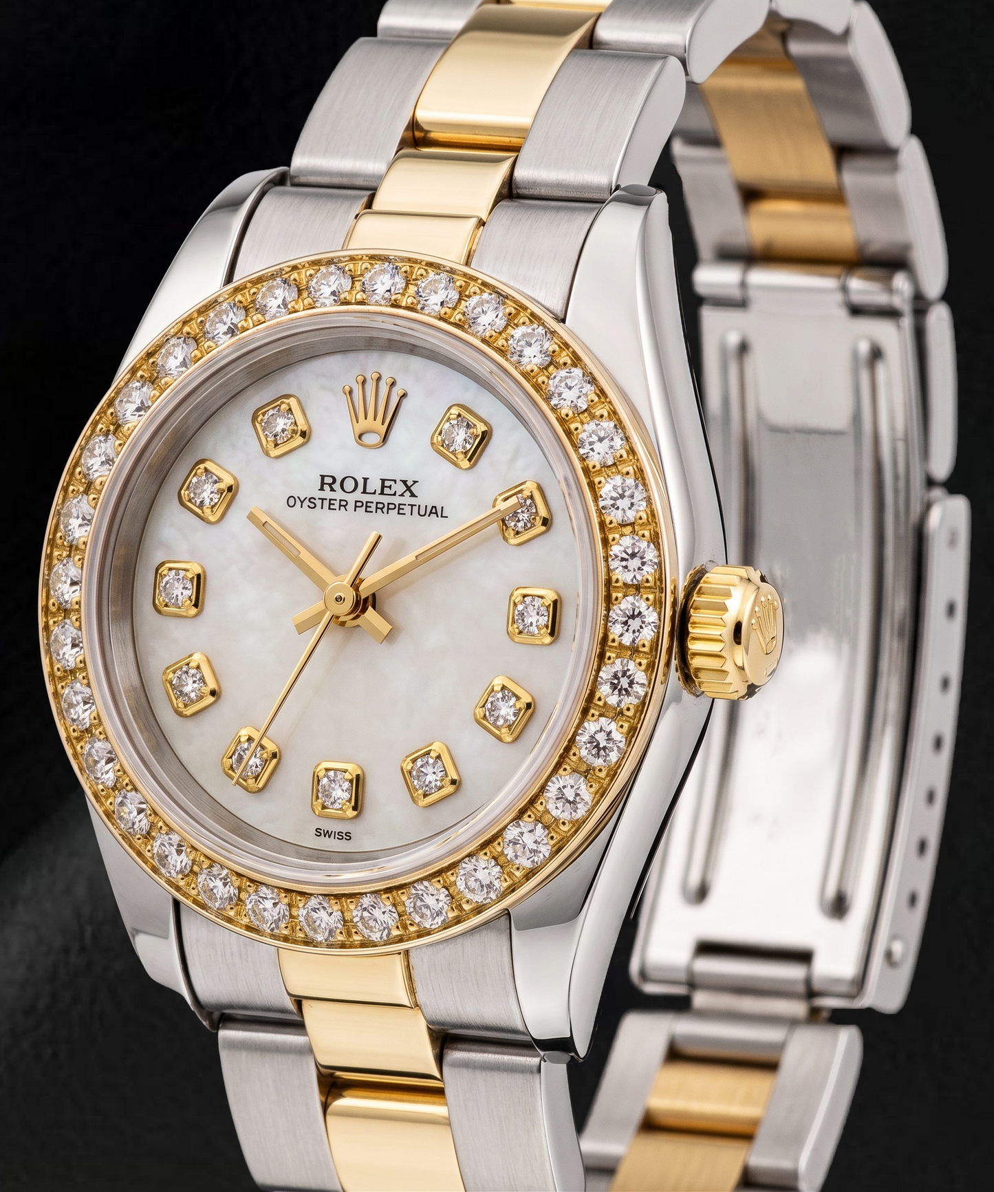 Rolex 6719 26 mm Bicolor-Armband Perlmutt-Diamantzifferblatt Damenuhr