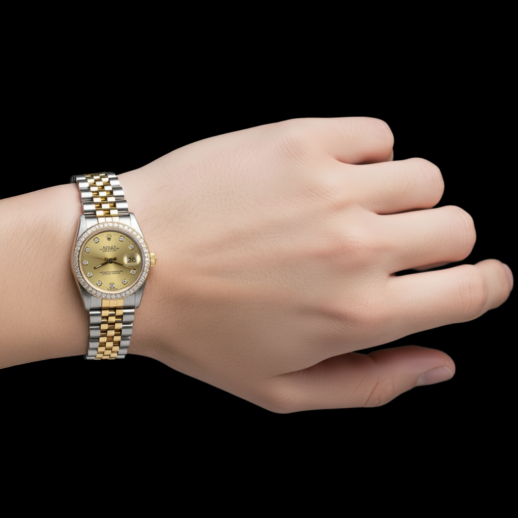 Brillant Rolex in Two Tone – Schrägansicht
