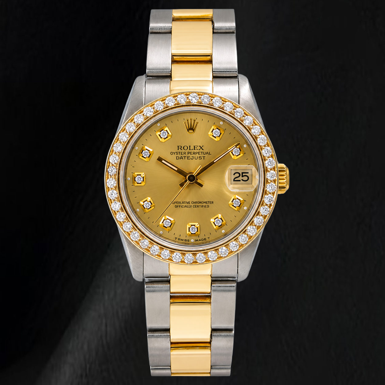 Rolex 68273 Datejust 31 mm Bicolor-Uhr mit Champagner-Diamantzifferblatt