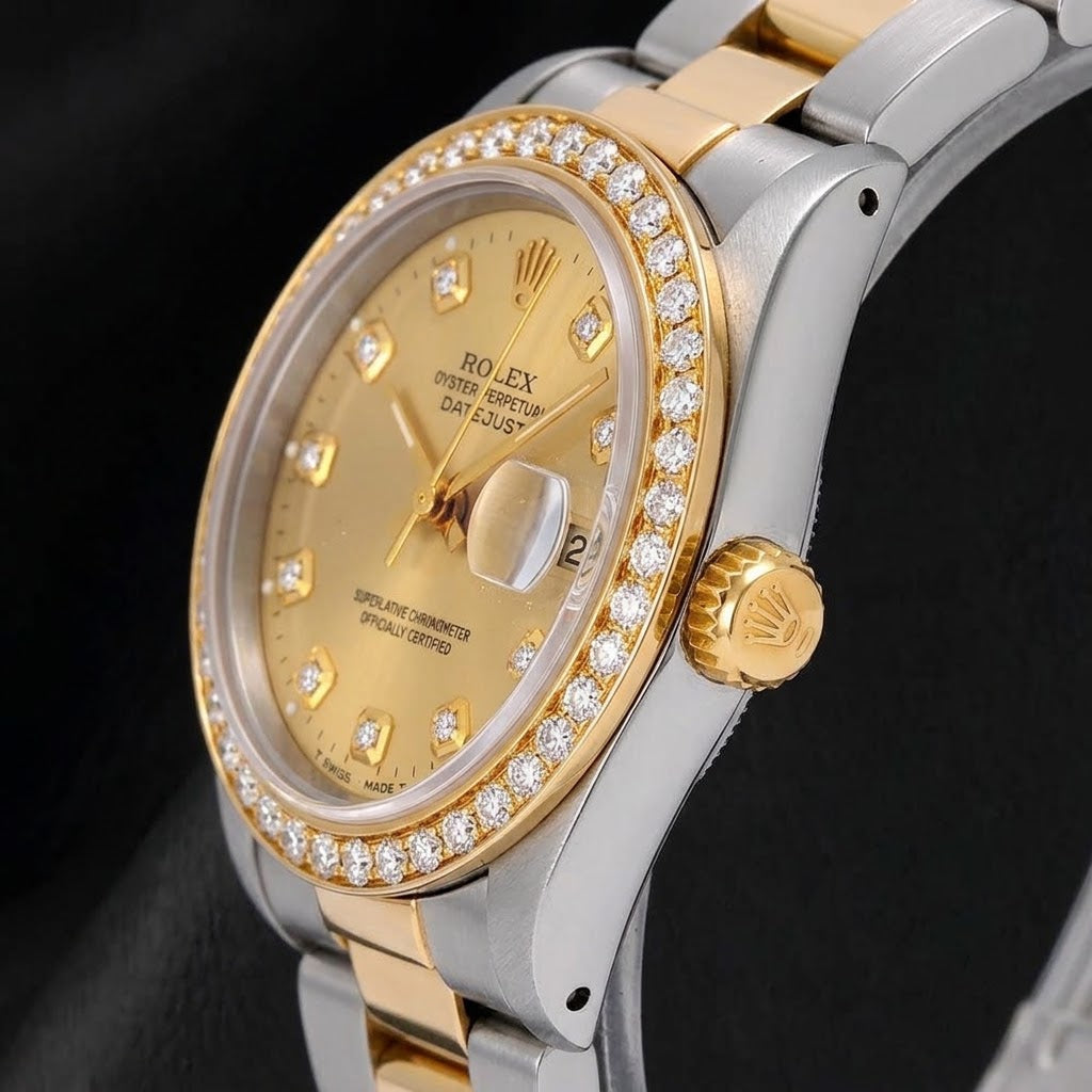 Rolex 68273 Datejust 31 mm Bicolor-Uhr mit Champagner-Diamantzifferblatt