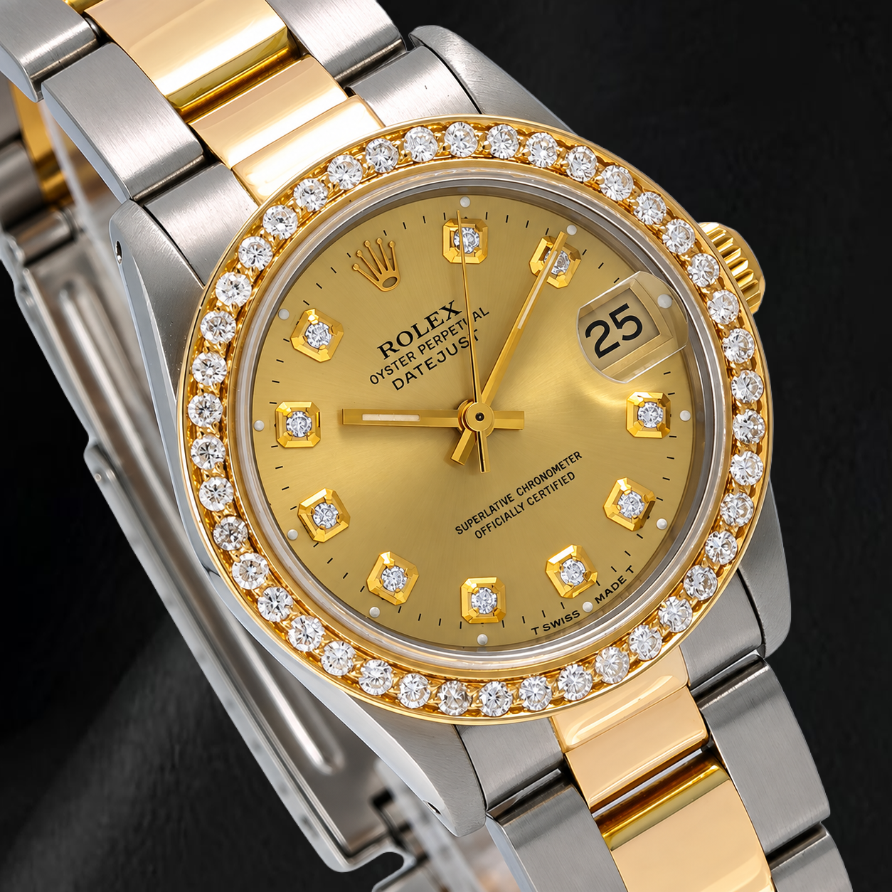 Rolex 68273 Datejust 31 mm Bicolor-Uhr mit Champagner-Diamantzifferblatt