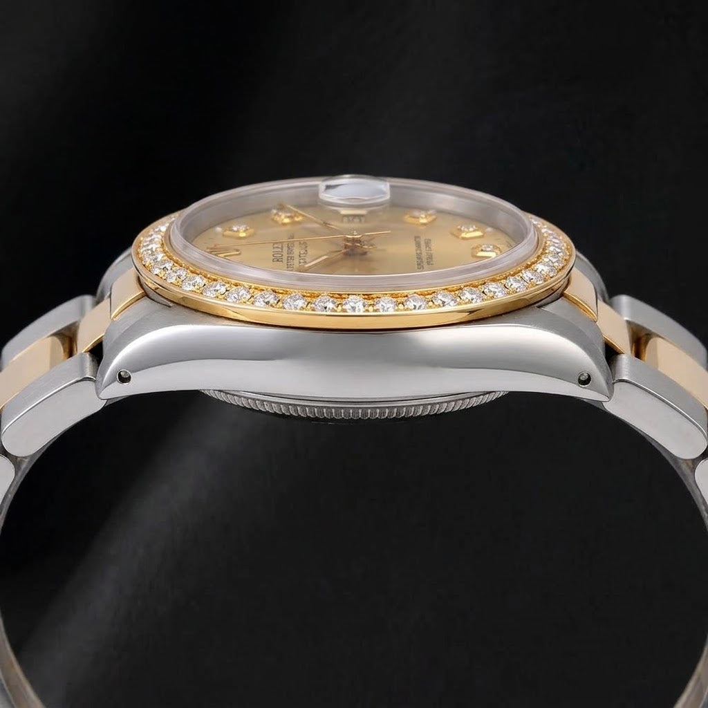 Rolex 68273 Datejust 31 mm Bicolor-Uhr mit Champagner-Diamantzifferblatt