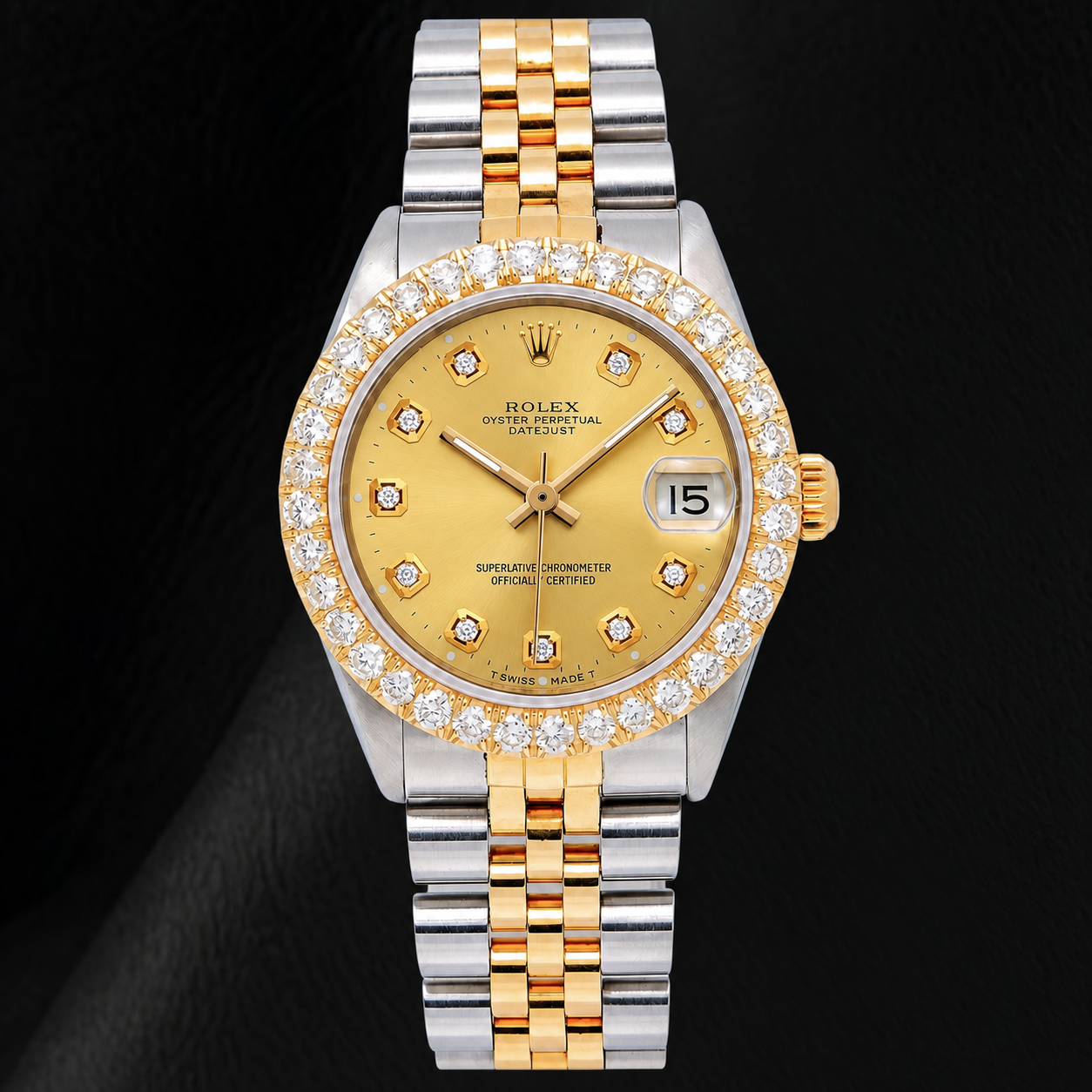 Rolex 6827 Datejust 31 mm Champagner-Diamantzifferblatt Bicolor Uhr