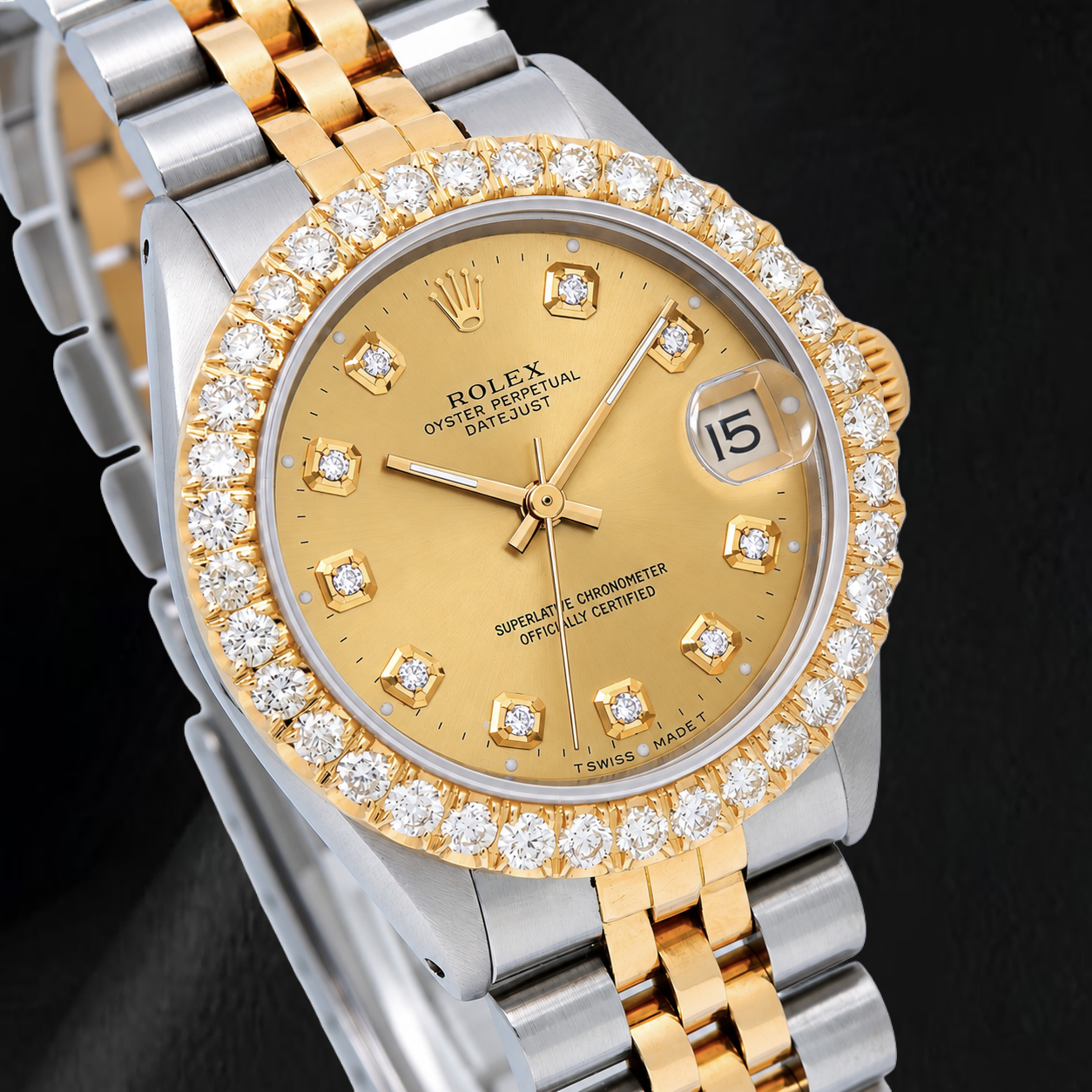 Rolex 6827 Datejust 31 mm Champagner-Diamantzifferblatt Bicolor Uhr