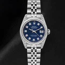 Rolex 6916 Datejust 26 mm Uhr aus Edelstahl mit blauem Diamantzifferblatt