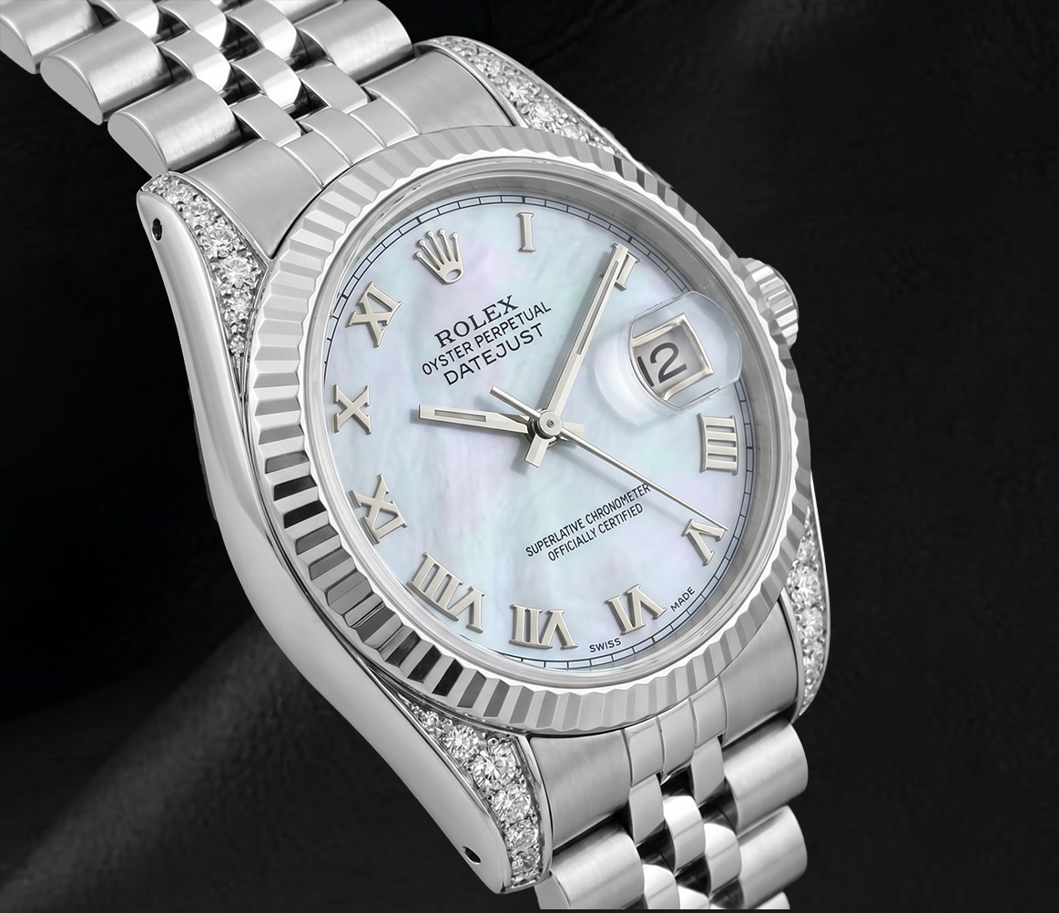 Rolex 6916 Datejust 26 mm Edelstahl-Armbanduhr mit blauem Perlmutt-Zifferblatt und römischen Ziffern