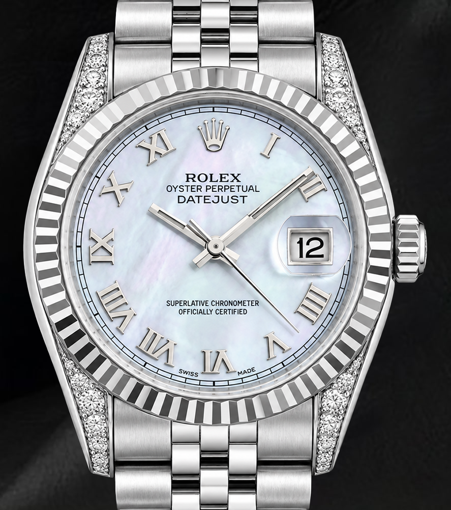 Rolex 6916 Datejust 26 mm Edelstahl-Armbanduhr mit blauem Perlmutt-Zifferblatt und römischen Ziffern