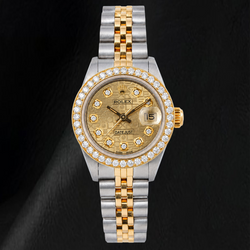 Rolex 6917 Datejust 26 mm Bicolor-Uhr mit champagnerfarbenem Jubilé-Diamantzifferblatt