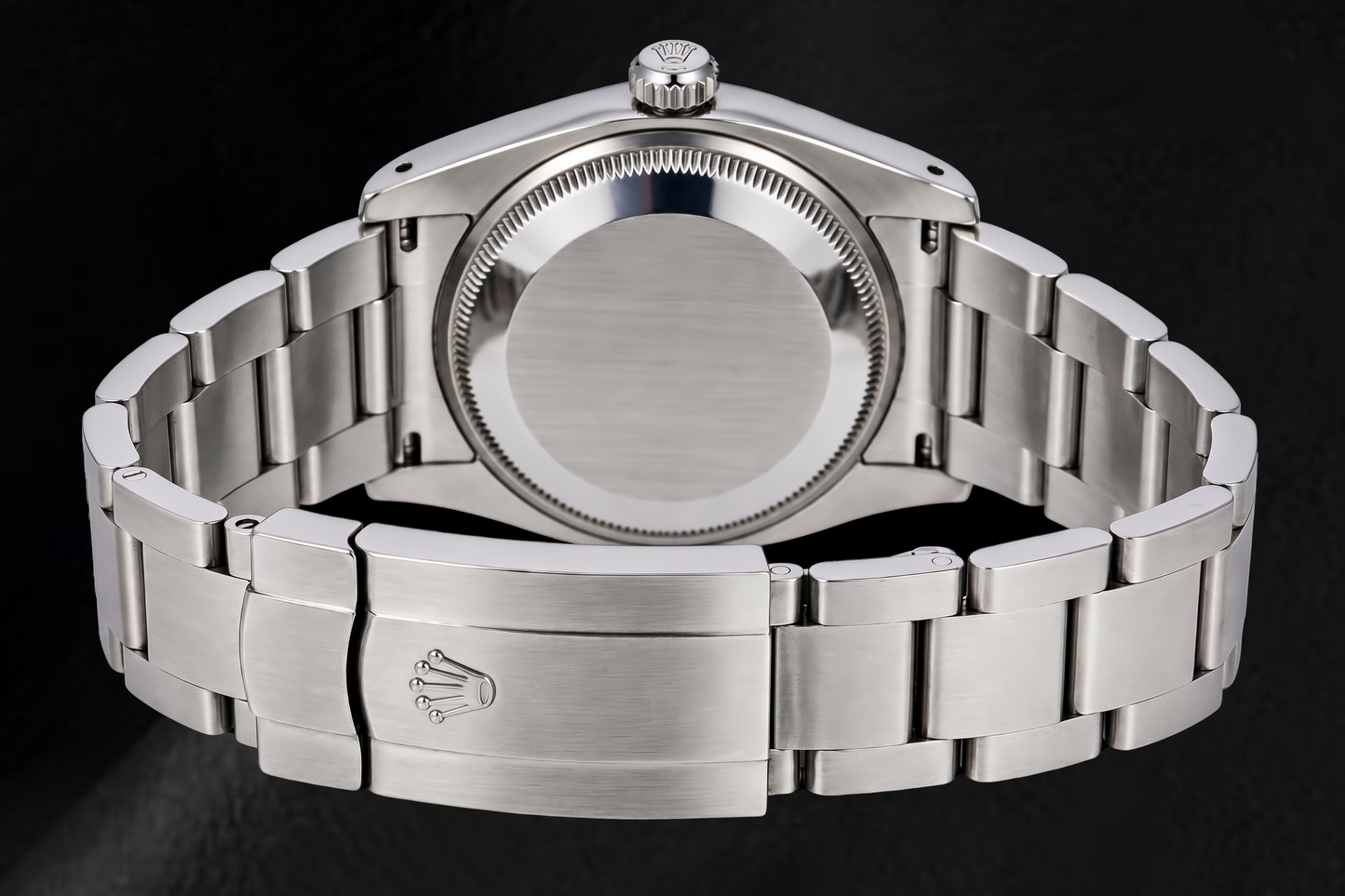 Rolex Air-King 114200 34 mm Edelstahl-Armbanduhr mit silberfarbenem Zifferblatt mit arabischen Ziffern
