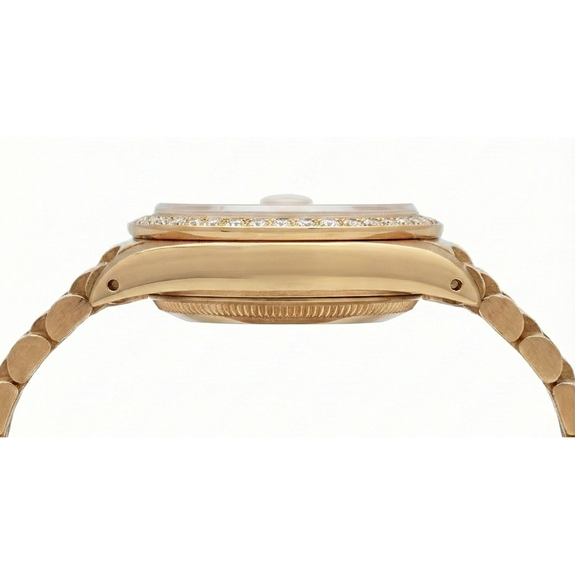 Rolex Blau Zeichenfolge Diamant Zifferblatt Damenuhr im Präsidentenstil Gelbgold