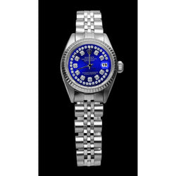 Rolex Blau Zweireihig Diamant Zifferblatt Edelstahl Jubilee Datejust Uhr