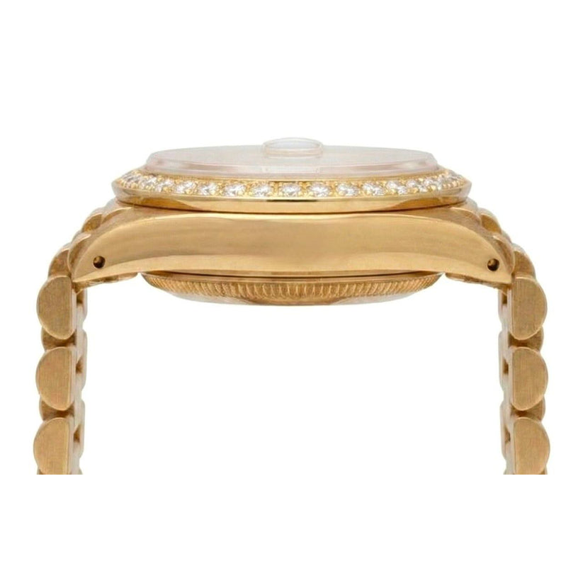 Rolex Champagner Stick Zifferblatt Präsidentin Betrachten Datejust Diamant Lünette Gelbgold