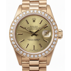 Rolex Champagner Stick Zifferblatt Präsidentin Betrachten Datejust Diamant Lünette Gelbgold