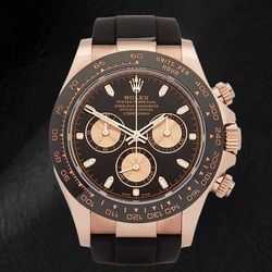 Rolex Cosmograph Daytona 116515LN 40 mm Uhr mit schwarzem Zifferblatt mit leuchtenden Stabindizes und schwarzem Oysterflex-Armband