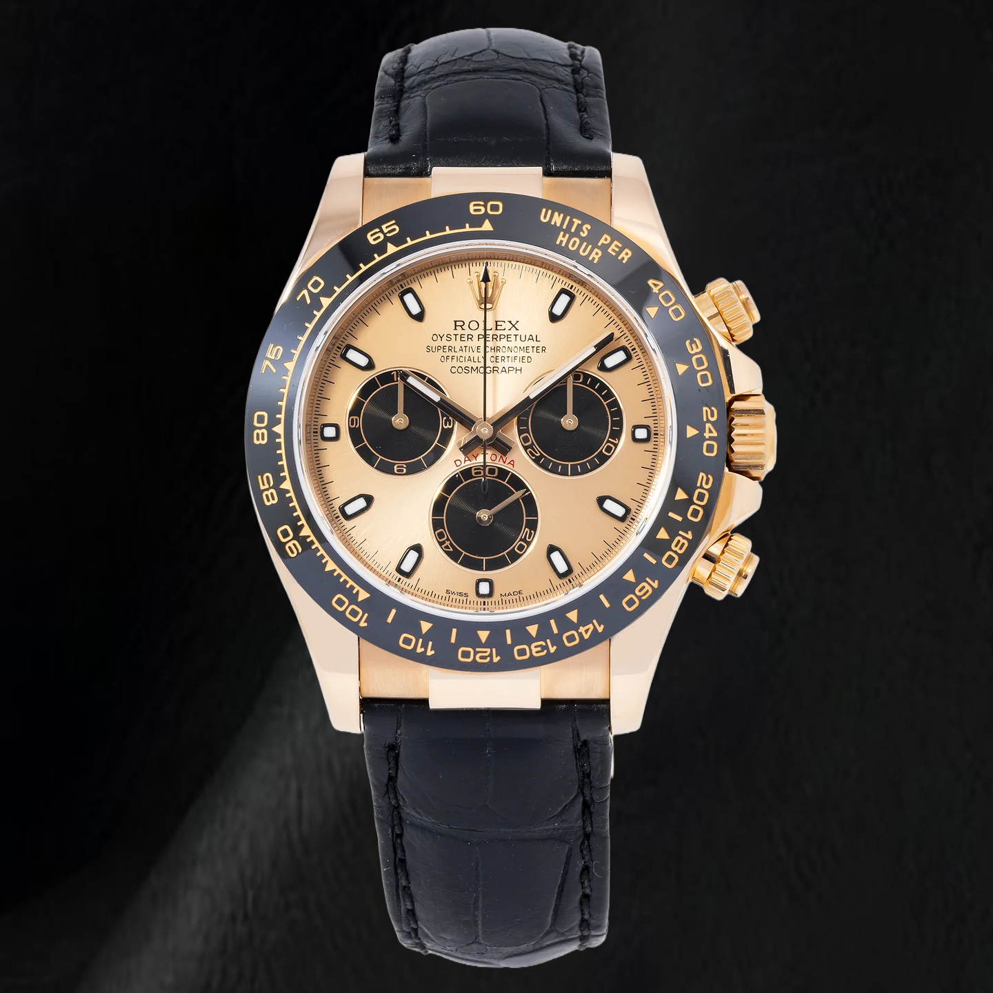 Rolex Cosmograph Daytona 116515LN 40 mm Champagner-Zifferblatt schwarzes Oysterflex-Armband