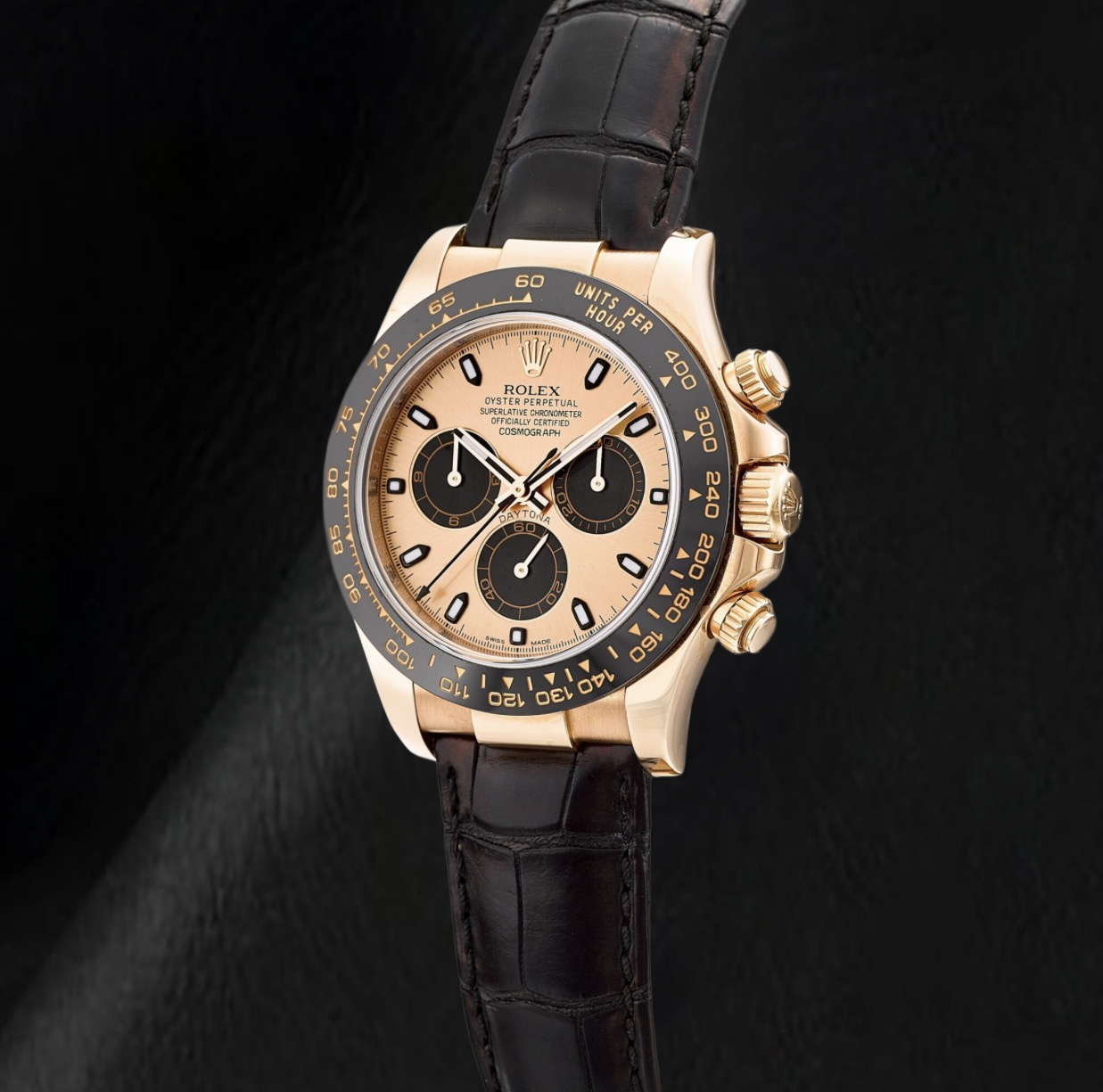 Rolex Cosmograph Daytona 116515LN 40 mm Champagner-Zifferblatt schwarzes Oysterflex-Armband