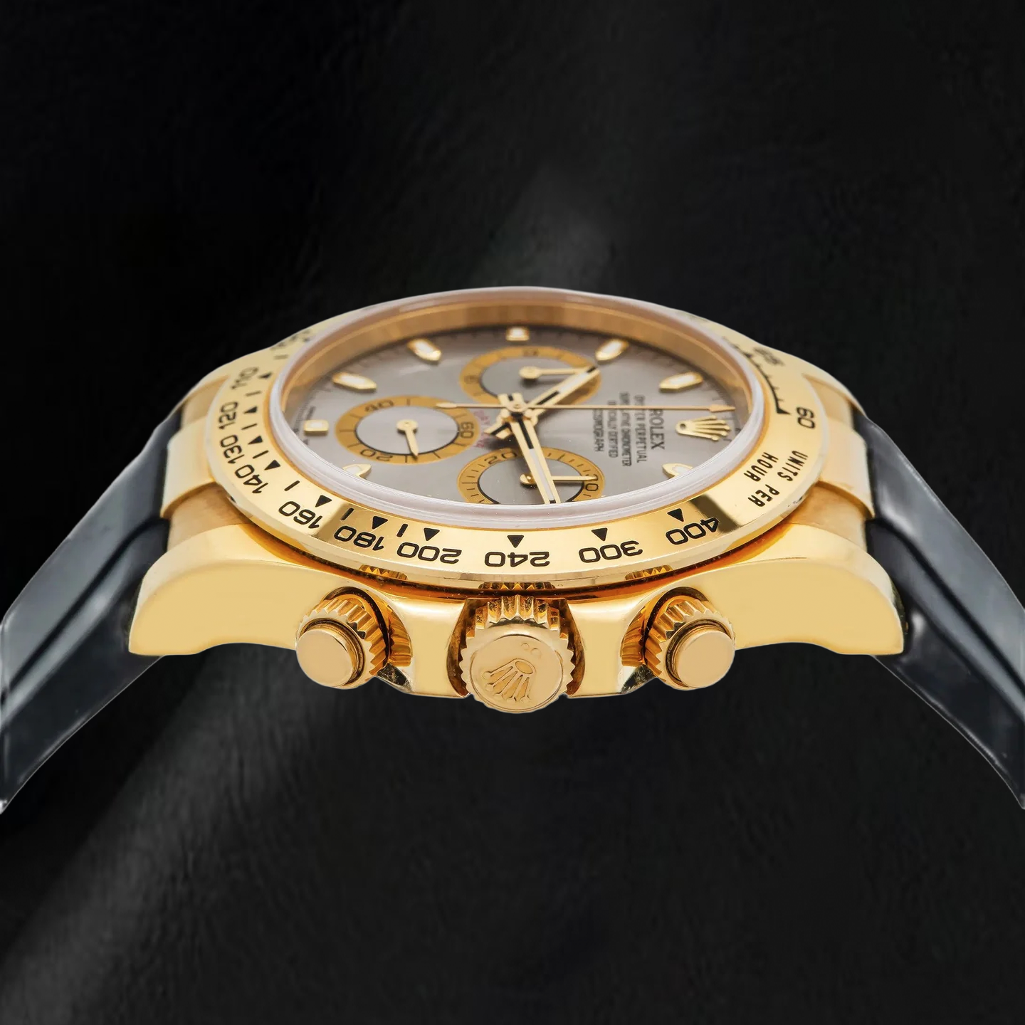Rolex Cosmograph Daytona 116518LN 40 mm Graues Zifferblatt Schwarzes Oysterflex-Armband