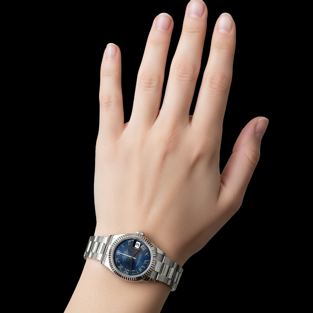 Rolex Dame-Datejust 31 Blau Römisch Oyster Stahl Uhr P4