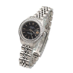 Rolex Dame Betrachten Edelstahl Schwarz Stick Zifferblatt Rolex Date Serie Uhr