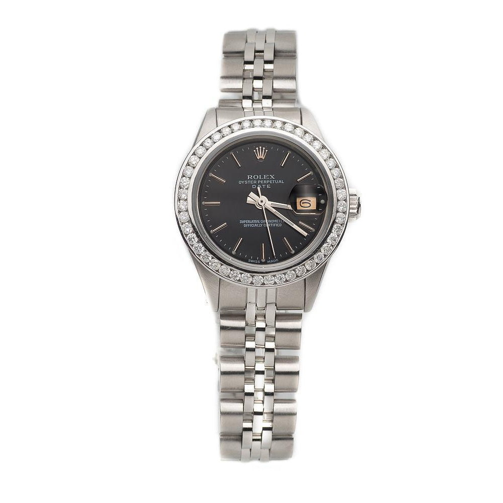 Schwarz Stick Zifferblatt Rolex Date Serie Uhr