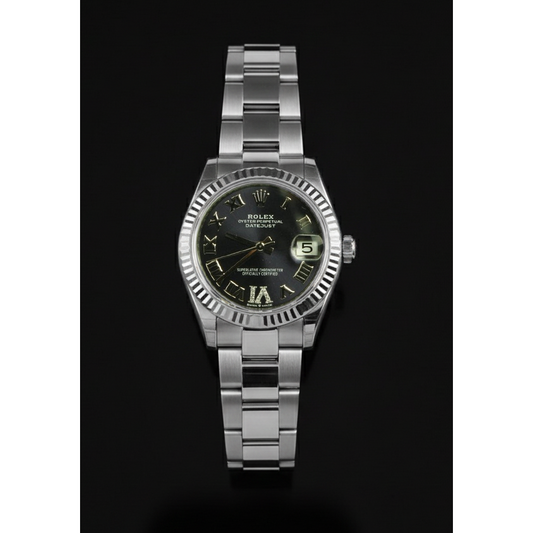 Rolex Dame Datejust 31 mm Edelstahluhr mit violettem Diamant-Zifferblatt