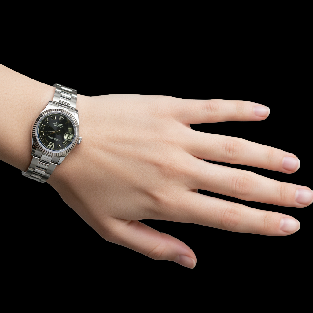 Rolex Dame Datejust 31 mm Edelstahluhr mit violettem Diamant-Zifferblatt P3